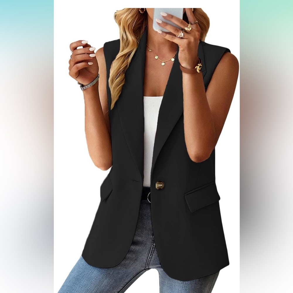 Express dark blue suit vest jacket denim blue shiny nwt summer business casual